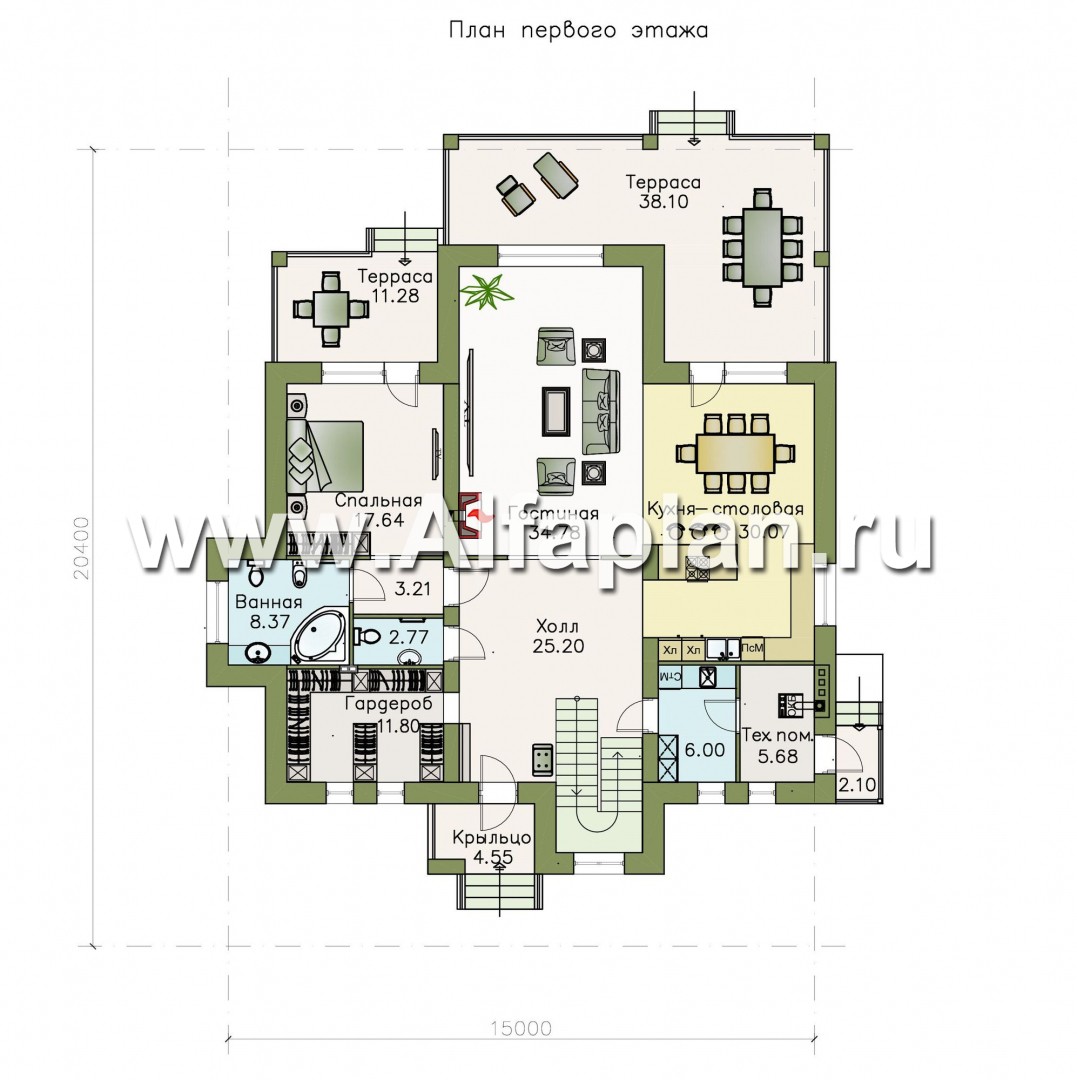 Проекты домов Альфаплан - «Демидов» - респектабельный особняк с мансардой - план проекта №1