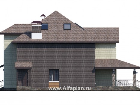 Проекты домов Альфаплан - «Демидов» - респектабельный особняк с мансардой - превью фасада №2
