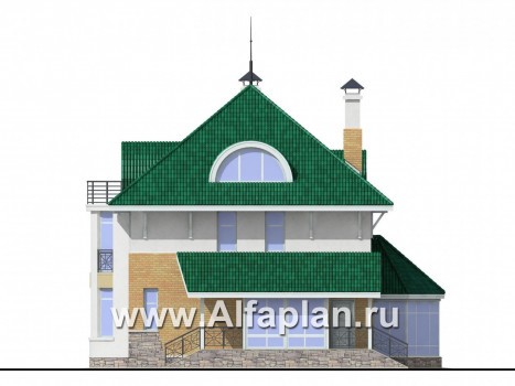 Проекты домов Альфаплан - «Петит» - проект двухэтажного загородного дома с просторной мансардой - превью фасада №2