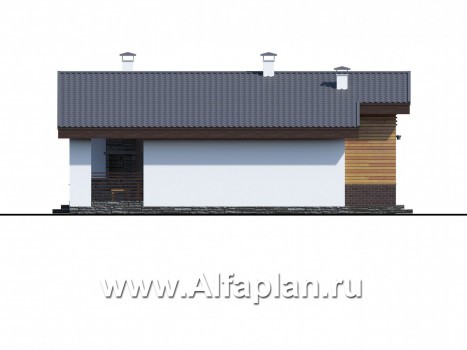 Проекты домов Альфаплан - «Альфа» - небольшой каркасный коттедж с двумя спальнями - превью фасада №3