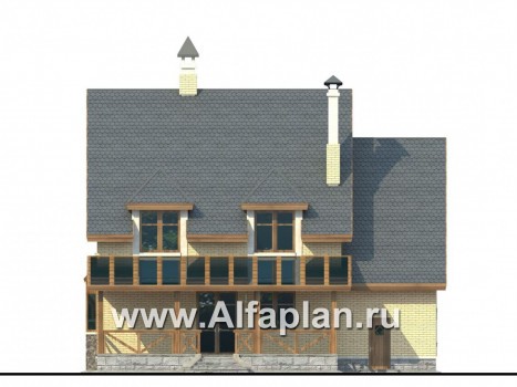 Проекты домов Альфаплан - «Норд» - проект двухэтажного загородного дома с гаражом и террасой - превью фасада №4