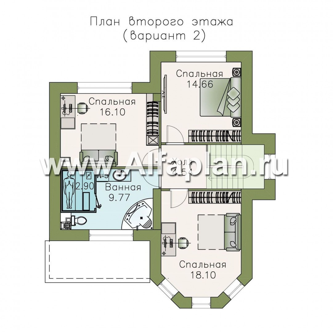 Проекты домов Альфаплан - «Веста» - небольшой дом с отличной планировкой  - план проекта №3