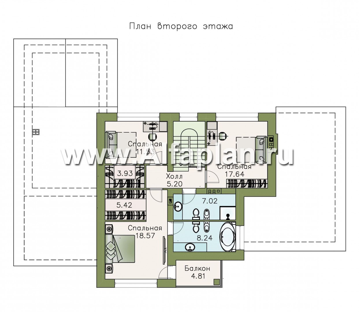 Проекты домов Альфаплан - «Альтернатива Хиггса» - современный дом с гаражом и верандой - изображение плана проекта №2