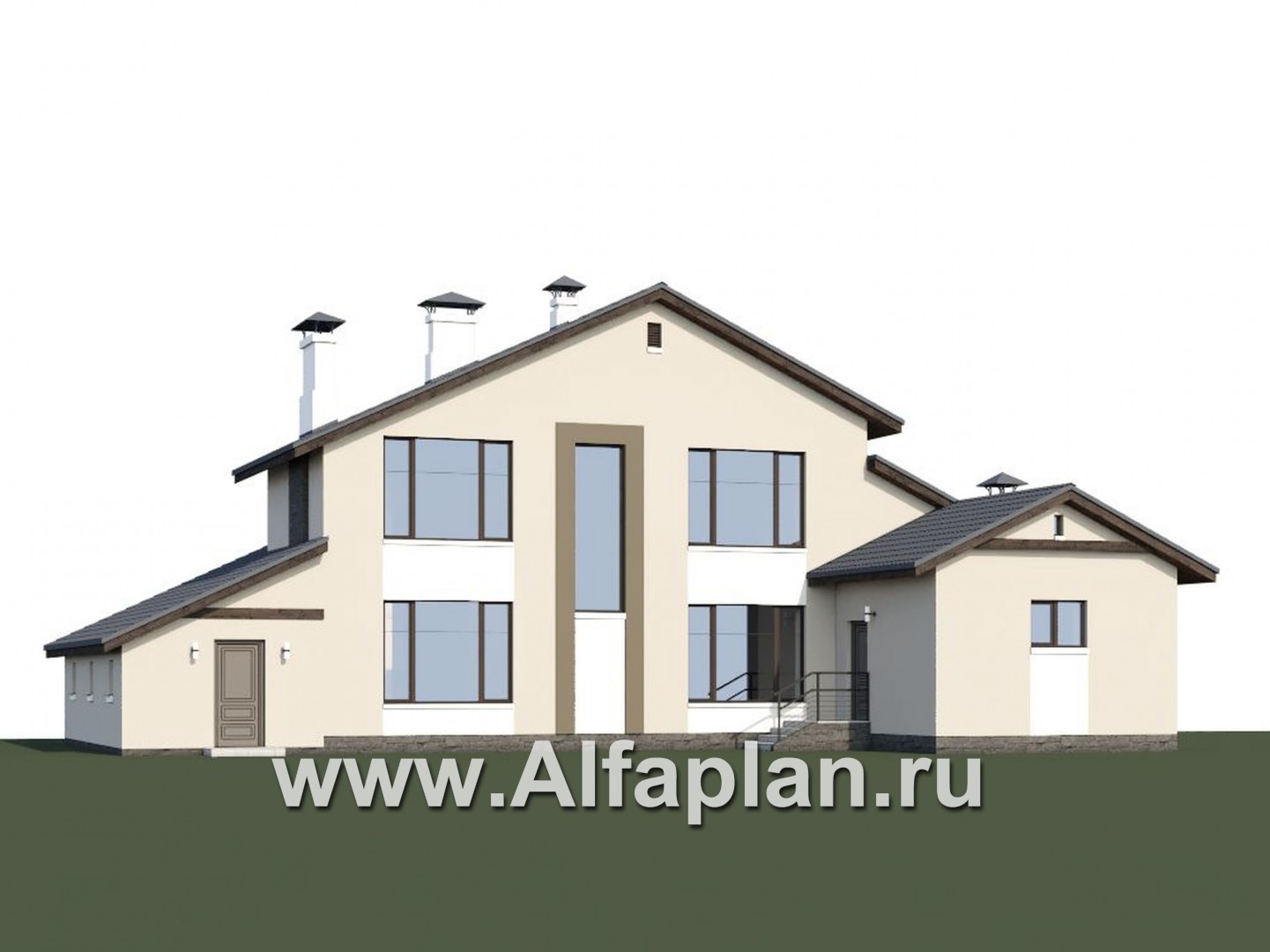 Проекты домов Альфаплан - «Альтернатива Хиггса» - современный дом с гаражом и верандой - дополнительное изображение №1