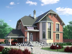 Проекты домов Альфаплан - «Фаворит» - современный коттедж с высоким эркером - превью основного изображения