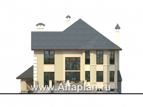 Проекты домов Альфаплан - «Эвридика»- красивый загородный дом с гаражом и цокольным этажом - превью фасада №4