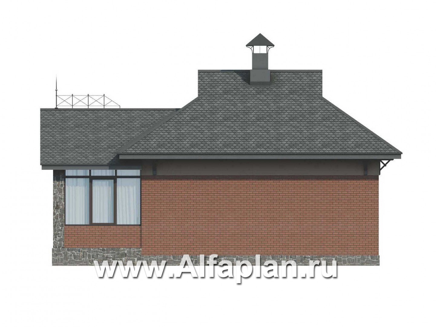 Проекты домов Альфаплан - Дом для отдыха с сауной и верандой - изображение фасада №4