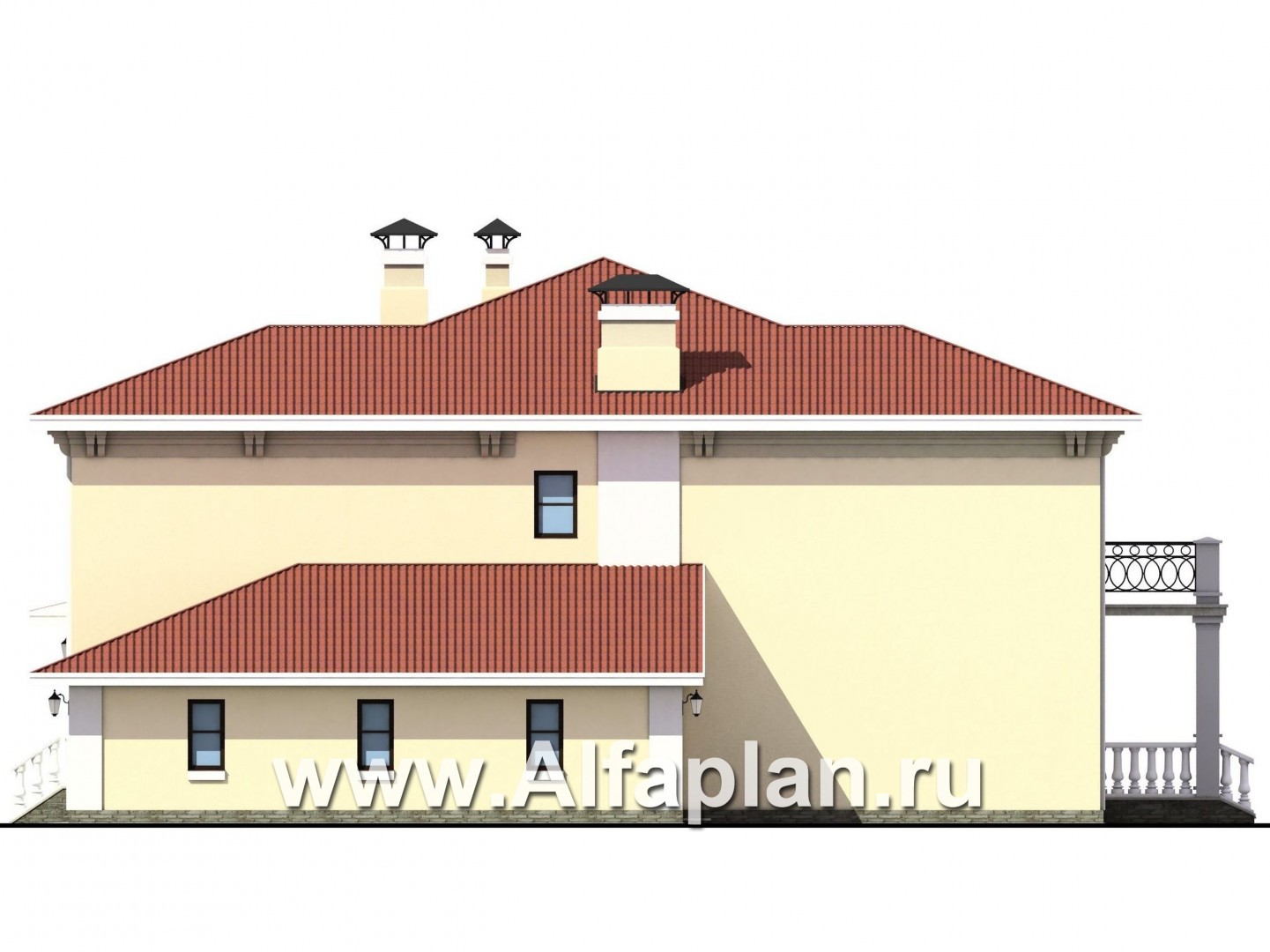 Проекты домов Альфаплан - «Беатрис»- двухэтажный коттедж с гаражом и террасой - изображение фасада №2