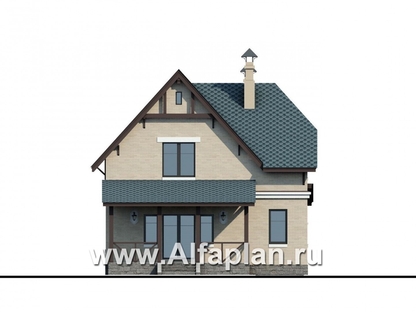 Проекты домов Альфаплан - «Времена года» - дом для семьи с двумя детьми - изображение фасада №4