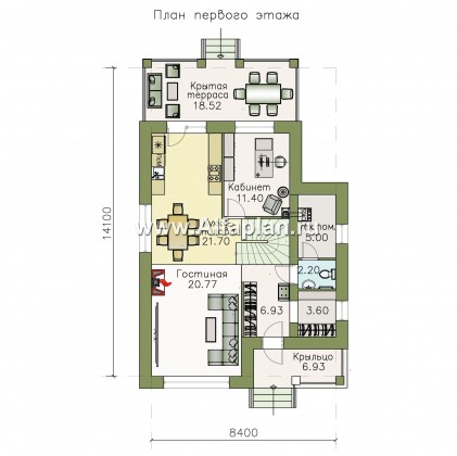 Проекты домов Альфаплан - «Западный бриз» - рациональный дом с комнатой на первом этаже - превью плана проекта №1