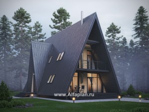 Проекты домов Альфаплан - Каркасный дом-шалаш - прекрасный дом для отдыха - превью основного изображения