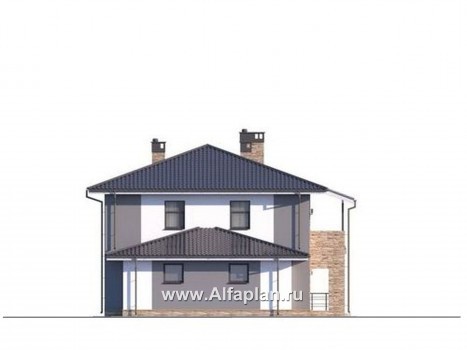 Проекты домов Альфаплан - Двухэтажный дом с гаражом - превью фасада №3