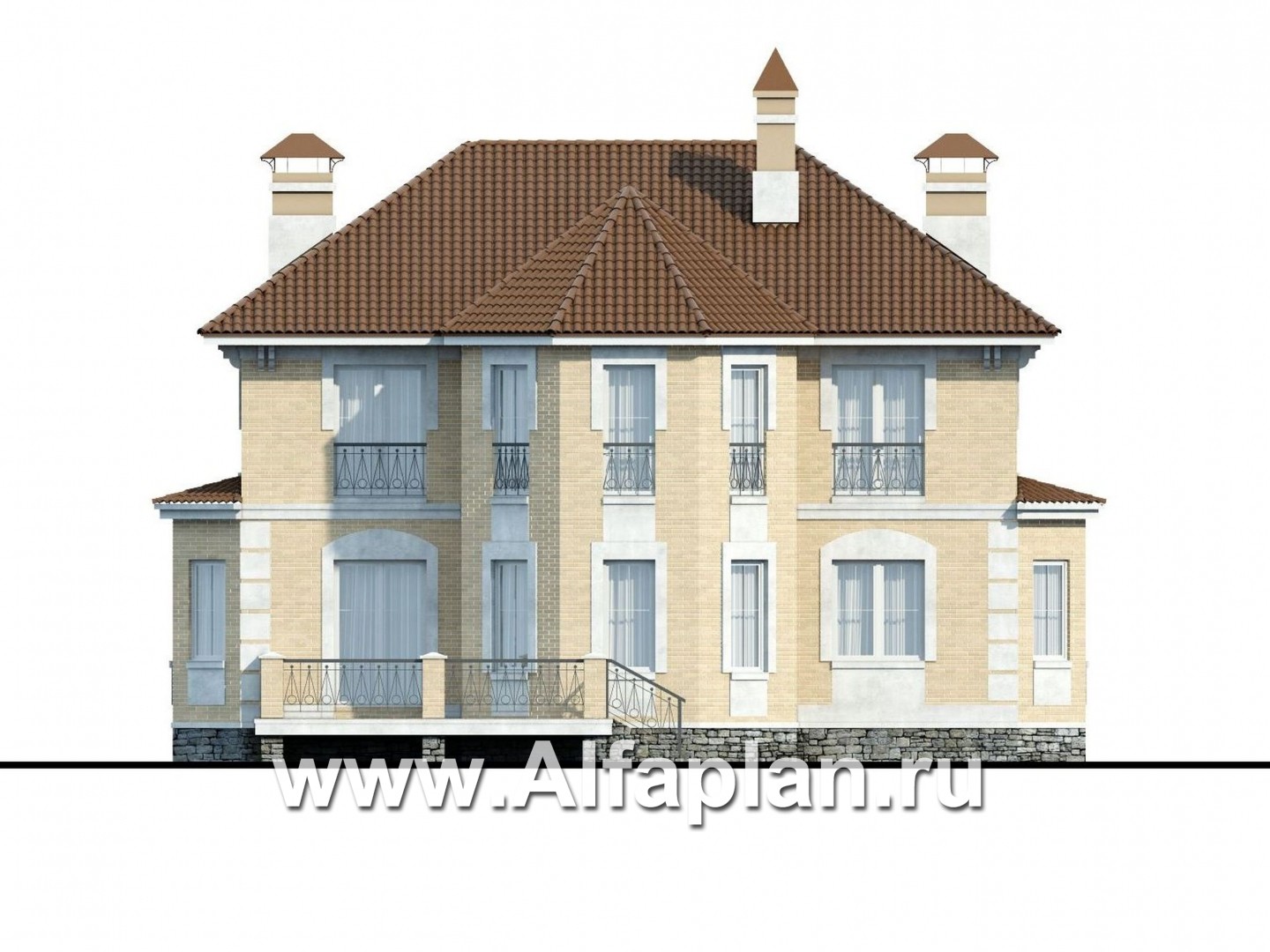 Проекты домов Альфаплан - «Головин»- особняк в стиле Петровских традиций - изображение фасада №4