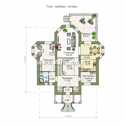 Проекты домов Альфаплан - «Головин»- особняк в стиле Петровских традиций - превью плана проекта №1