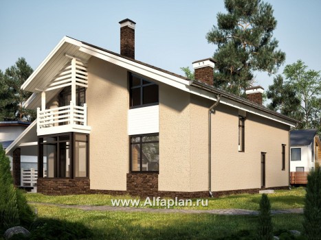 Проекты домов Альфаплан - Современный коттедж с большой угловой террасой - превью дополнительного изображения №1