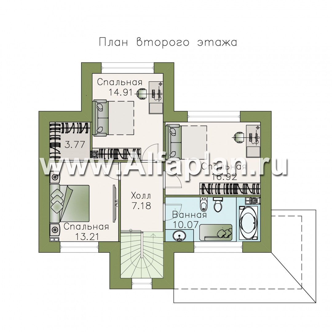 Проекты домов Альфаплан - «Жемчужина» - небольшой изысканный коттедж с удобной планировкой - план проекта №2
