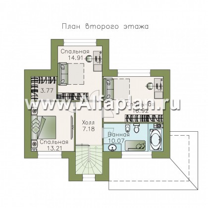 Проекты домов Альфаплан - «Жемчужина» - небольшой изысканный коттедж с удобной планировкой - превью плана проекта №2