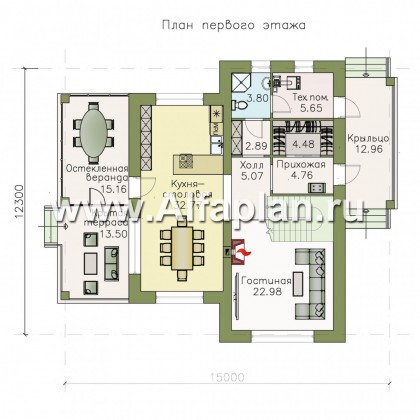 Проекты домов Альфаплан - «Счастье рядом» - двухэтажный дом с комфортной планировкой - превью плана проекта №1