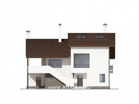 Проекты домов Альфаплан - Коттедж с эффектными фасадами и планировкой - превью фасада №1