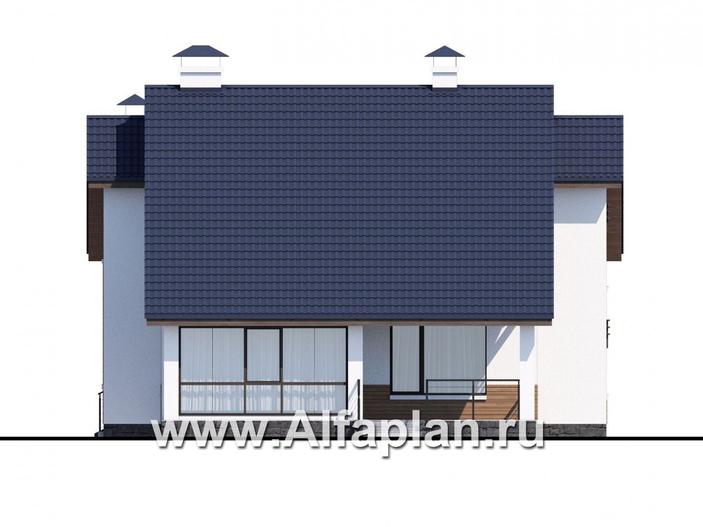Проекты домов Альфаплан - «Счастье рядом» - современный дом с комфортной планировкой - изображение фасада №3