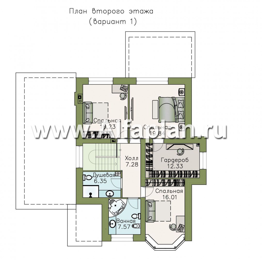 Проекты домов Альфаплан - «Четвертое измерение» - современный комфортный двухэтажный дом - изображение плана проекта №2
