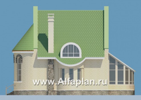 Проекты домов Альфаплан - «Онегин» - представительный загородный дом в стиле замка - превью фасада №2
