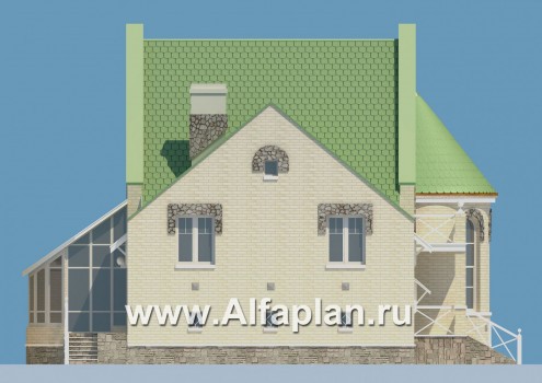 Проекты домов Альфаплан - «Онегин» - представительный загородный дом в стиле замка - превью фасада №3