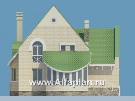 Проекты домов Альфаплан - «Онегин» - представительный загородный дом в стиле замка - превью фасада №4