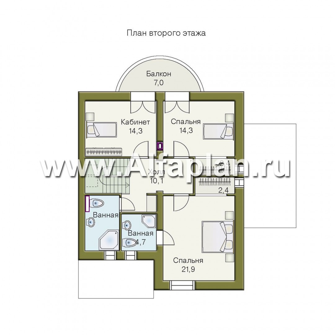 Проекты домов Альфаплан - «Оптимус» - оптимальный коттедж с двускатной кровлей - план проекта №2