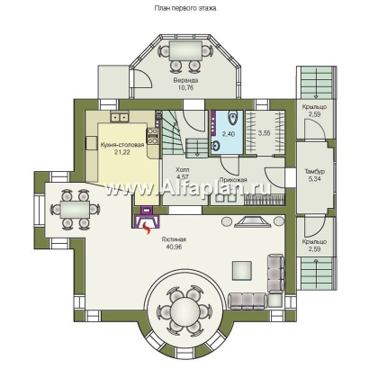Проекты домов Альфаплан - «Петит Плюс» - коттедж с цокольным этажом - превью плана проекта №2
