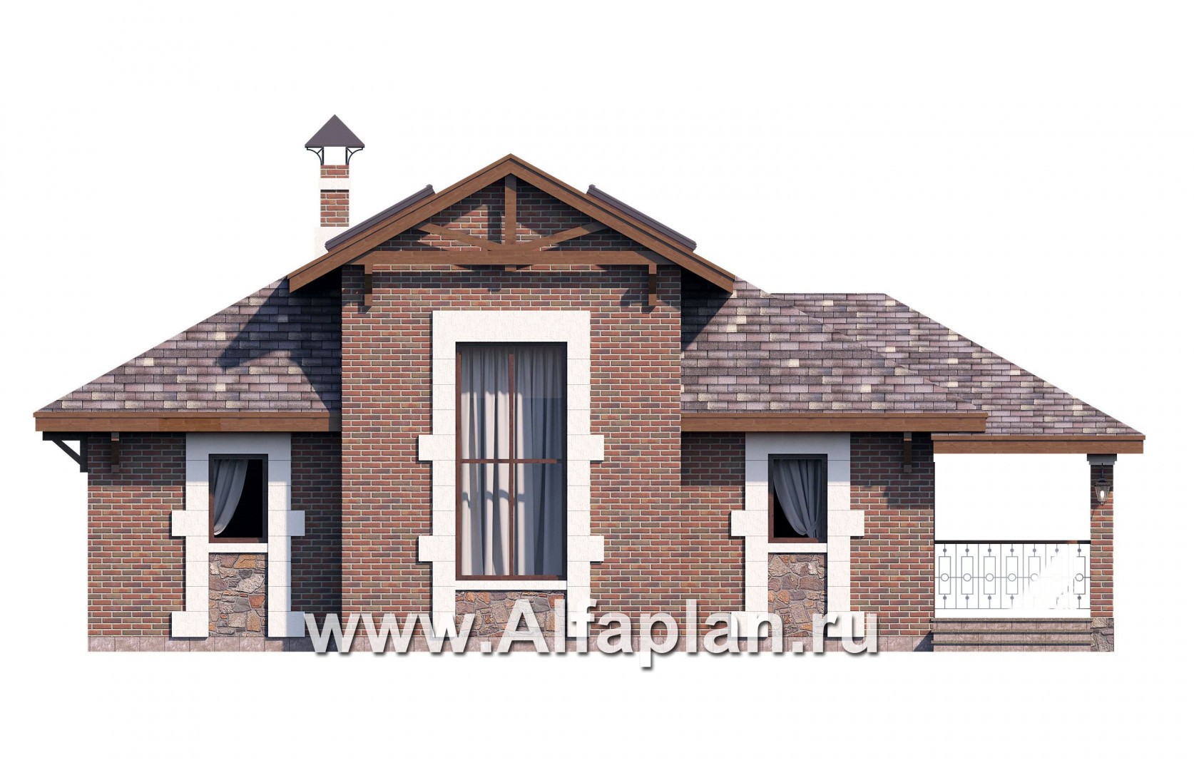 Проекты домов Альфаплан - Дом для отдыха (баня) с комнатой в мансарде - изображение фасада №1