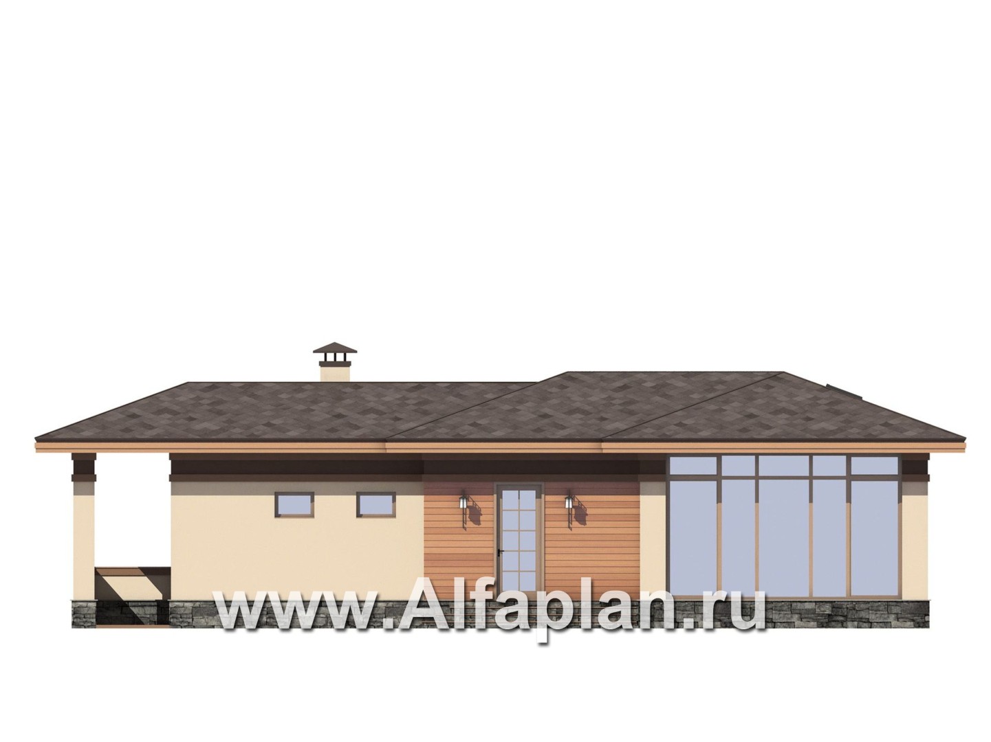 Проекты домов Альфаплан - Бассейн с зоной SPA для современной усадьбы - изображение фасада №1