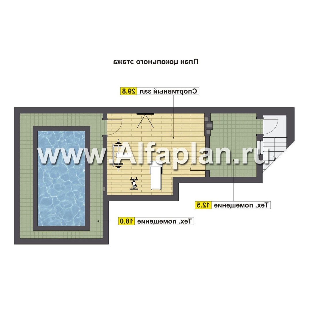 Проекты домов Альфаплан - Бассейн с зоной SPA для современной усадьбы - изображение плана проекта №1