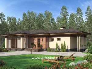 Проекты домов Альфаплан - Бассейн с зоной SPA для современной усадьбы - превью основного изображения