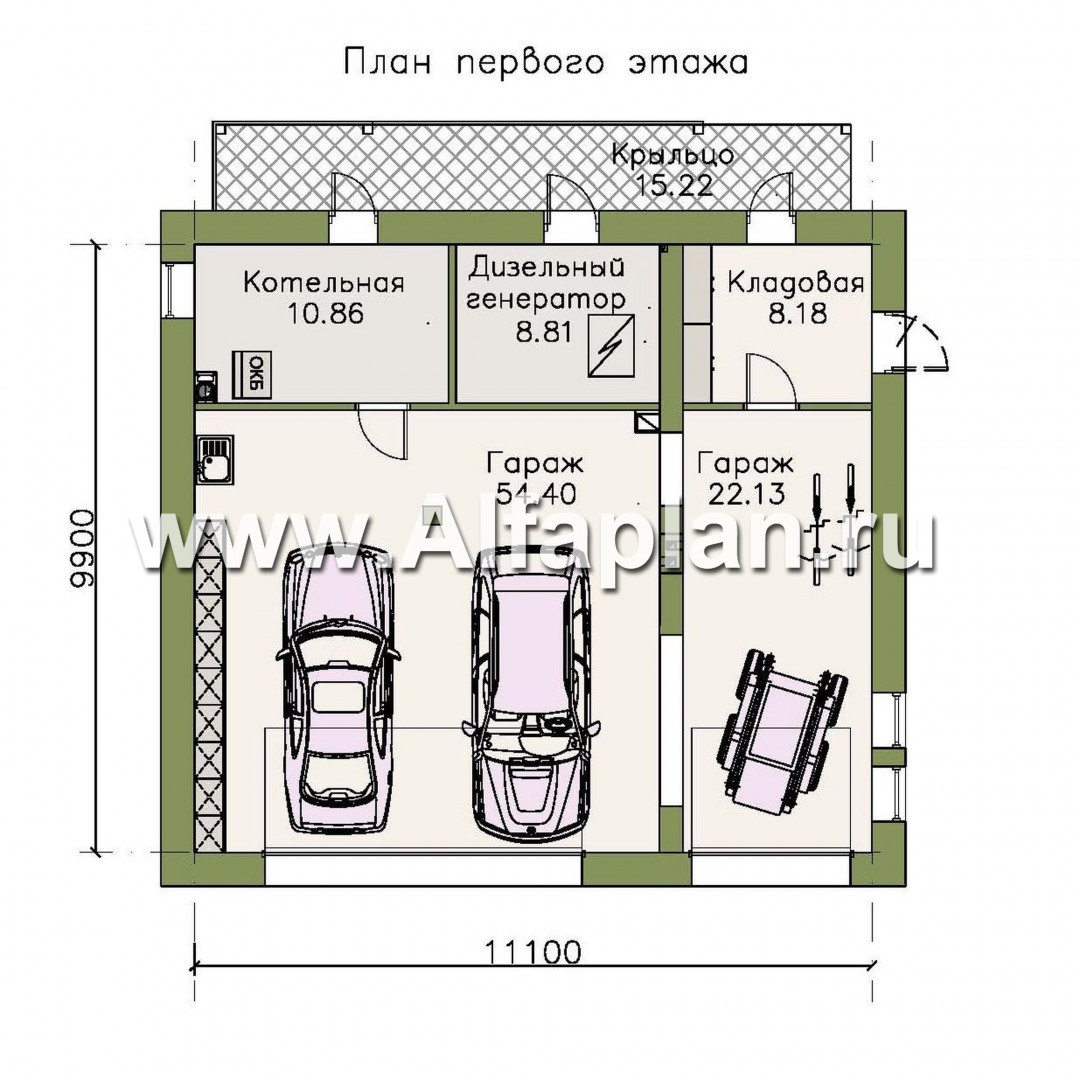 Проекты домов Альфаплан - Вспомогательная постройка. Гостевой дом и большой гараж - изображение плана проекта №1