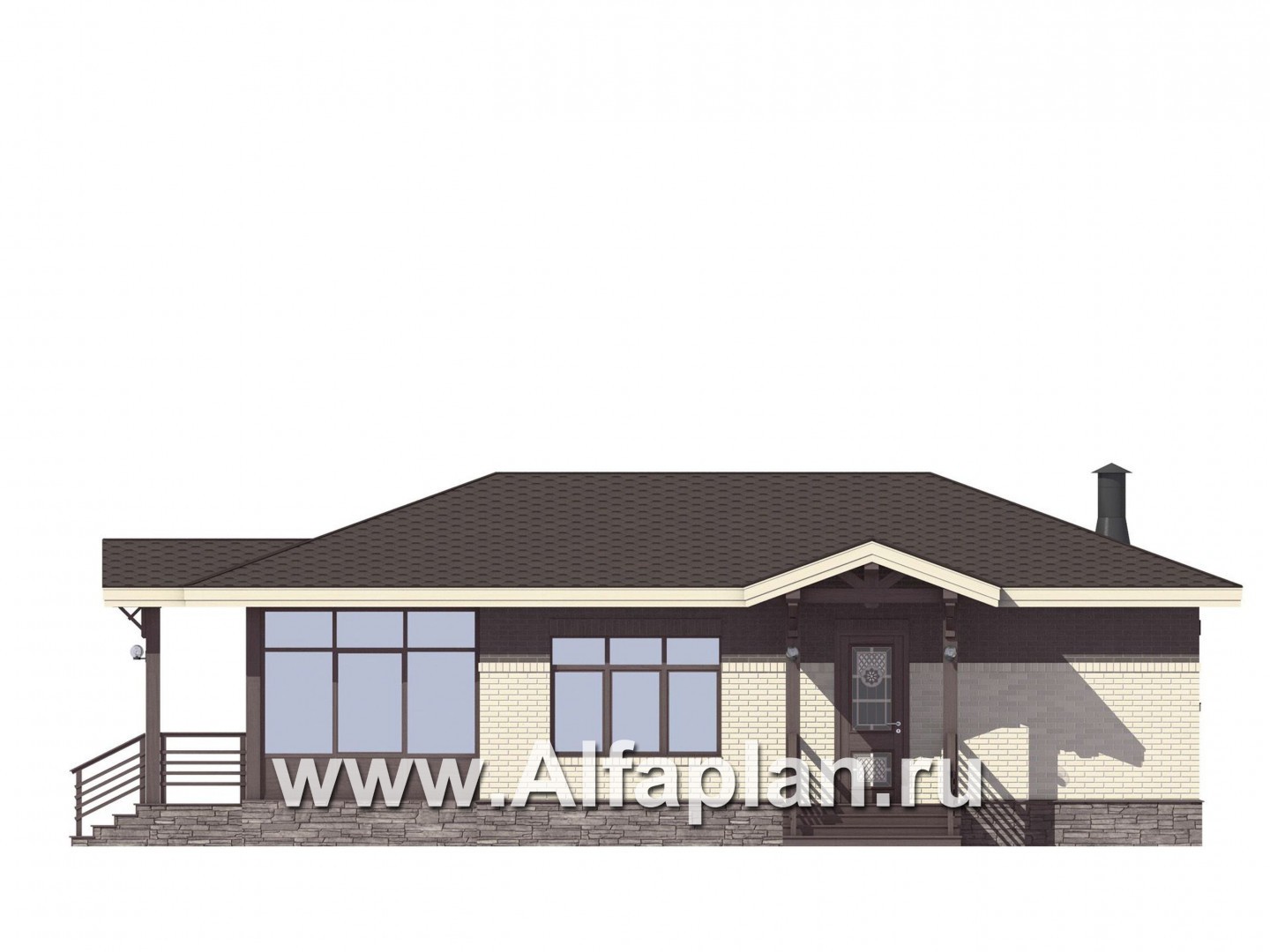 Проекты домов Альфаплан - Дом для отдыха (баня) с большой верандой - изображение фасада №1