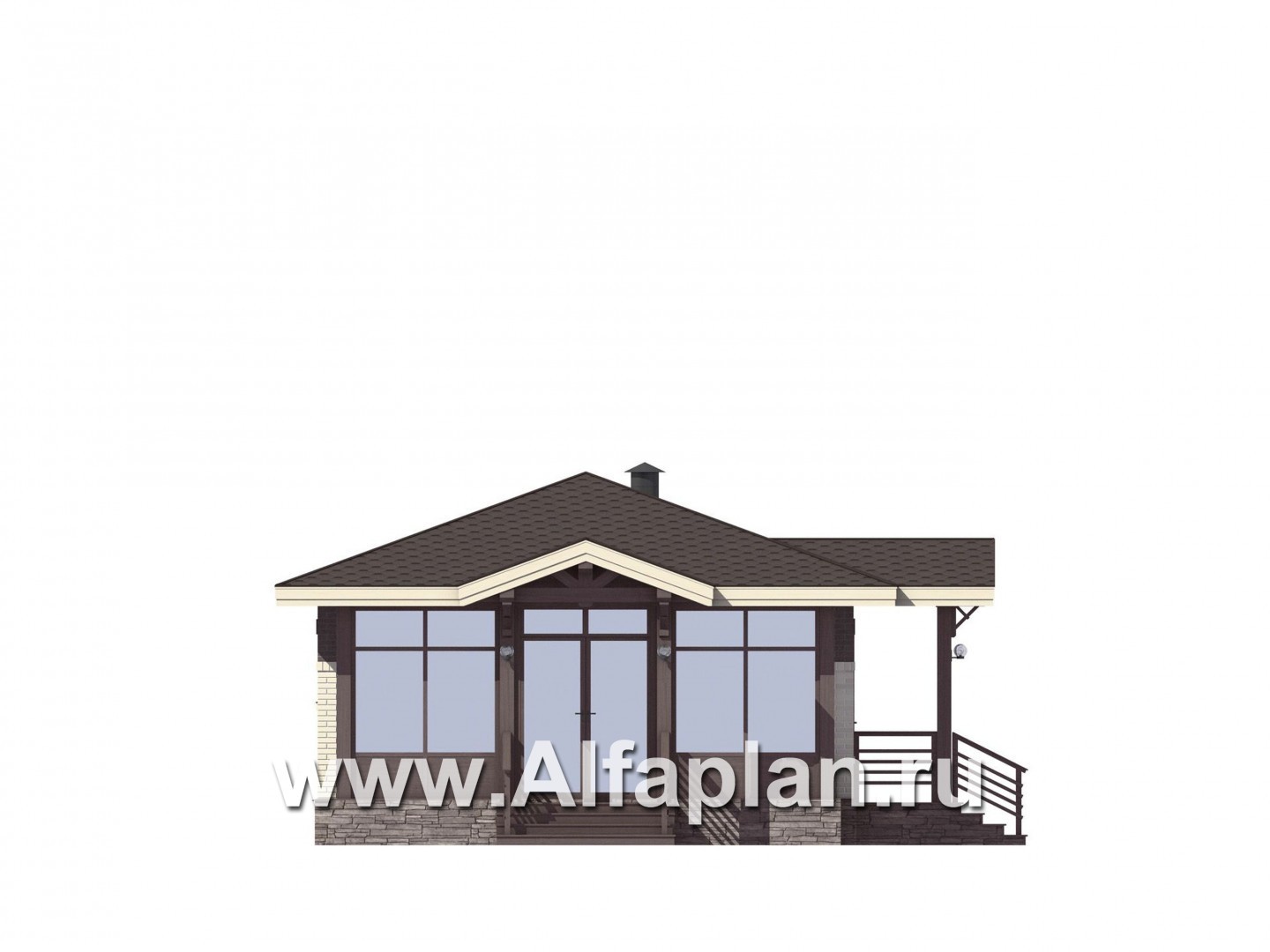 Проекты домов Альфаплан - Дом для отдыха (баня) с большой верандой - изображение фасада №2