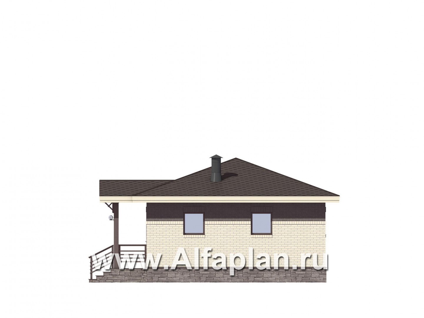 Проекты домов Альфаплан - Дом для отдыха (баня) с большой верандой - изображение фасада №4