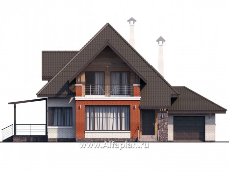 Проекты домов Альфаплан - «Арктур»  - современный мансардный дом - превью фасада №1