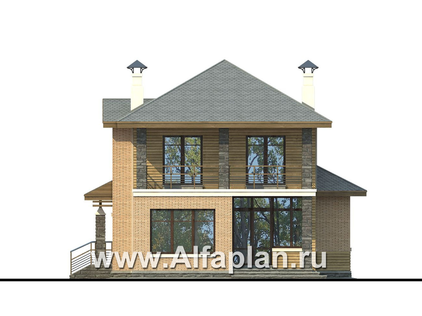 Проекты домов Альфаплан - «Оникс» - компактный двухэтажный дом для небольшого участка - изображение фасада №4