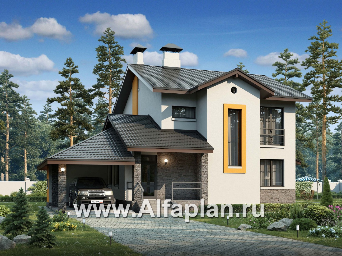 Проекты домов Альфаплан - «Скандинавия» - современный коттедж с удобной планировкой - основное изображение
