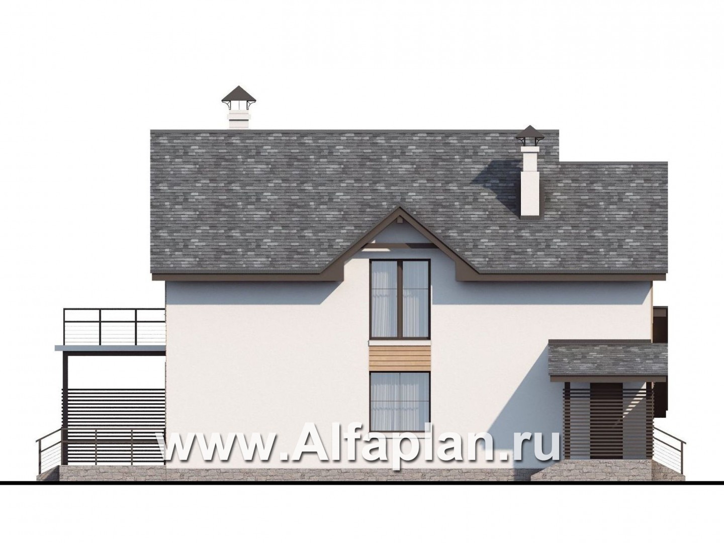 Проекты домов Альфаплан - «Гольфстрим»- компактный дом с навесом для авто - изображение фасада №3