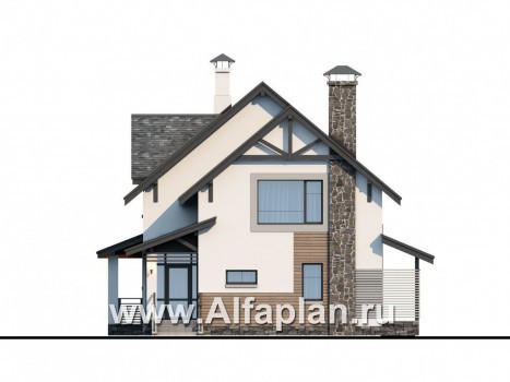 Проекты домов Альфаплан - «Роза ветров» - современный загородный дом - превью фасада №1