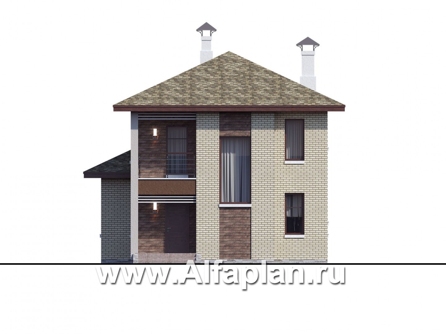 Проекты домов Альфаплан - "Рациональ" - Компактный коттедж для узкого участка - изображение фасада №1