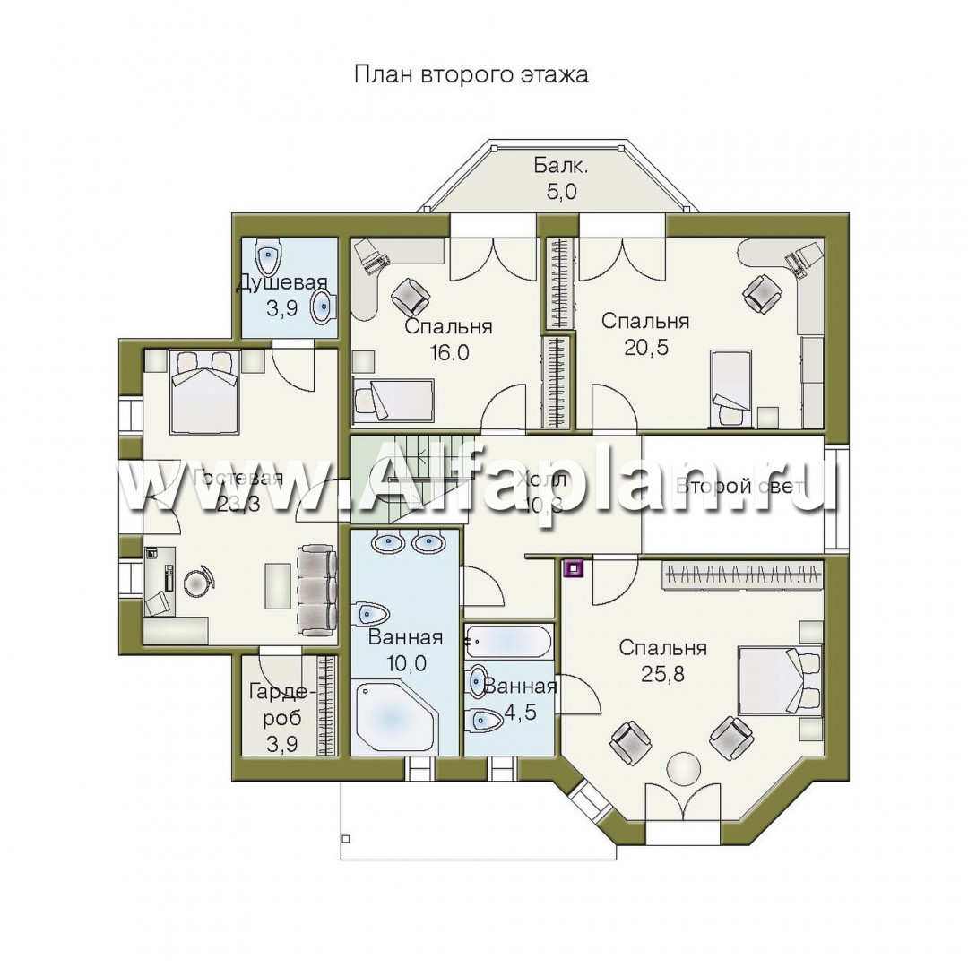 Проекты домов Альфаплан - «Престиж» - удобный и просторный коттедж - план проекта №3