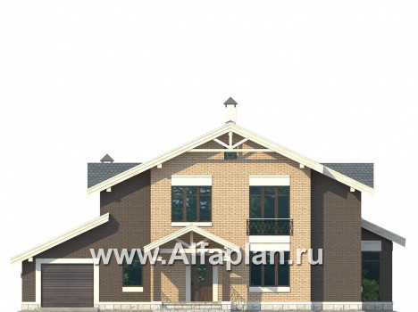 Проекты домов Альфаплан - Современный дом с гаражом на две машины - превью фасада №1