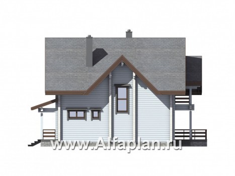 Проекты домов Альфаплан - Мансардный дом из бруса - превью фасада №4