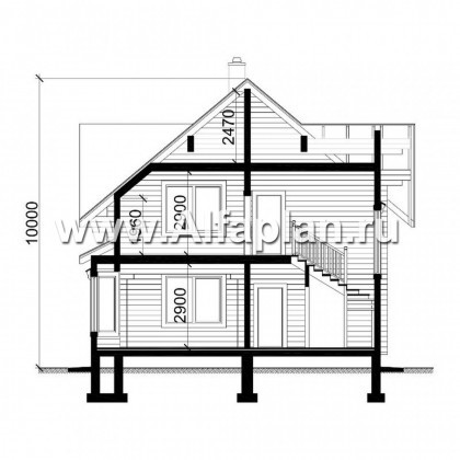 Проекты домов Альфаплан - Мансардный дом из бруса - превью плана проекта №3