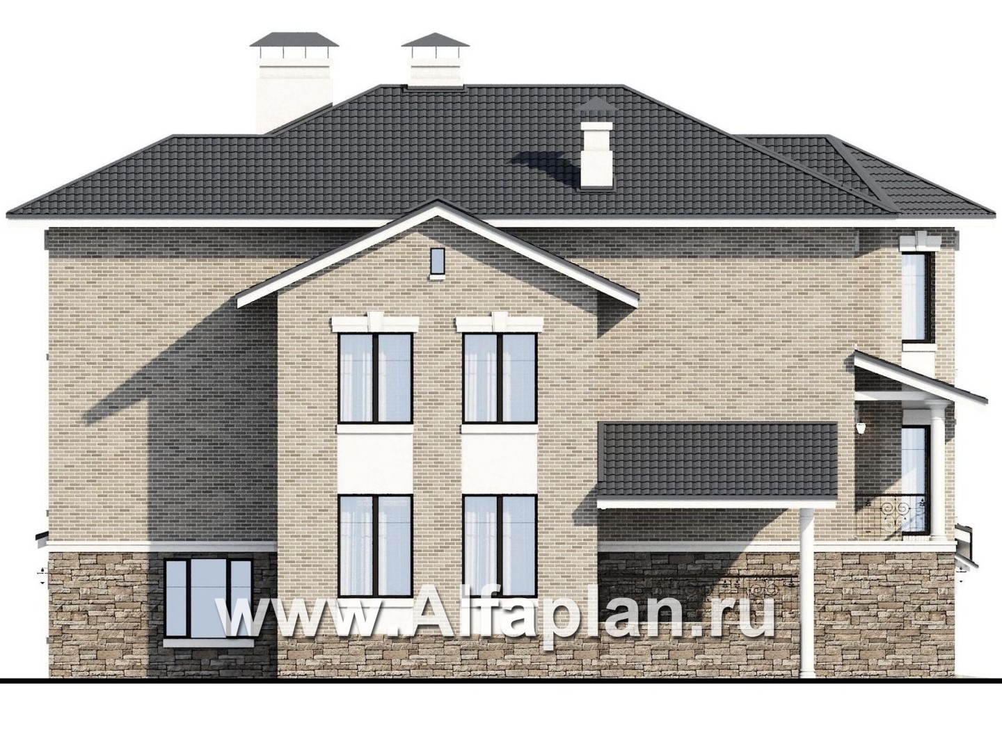 Проекты домов Альфаплан - Эксклюзивный трехэтажный классический особняк - изображение фасада №3