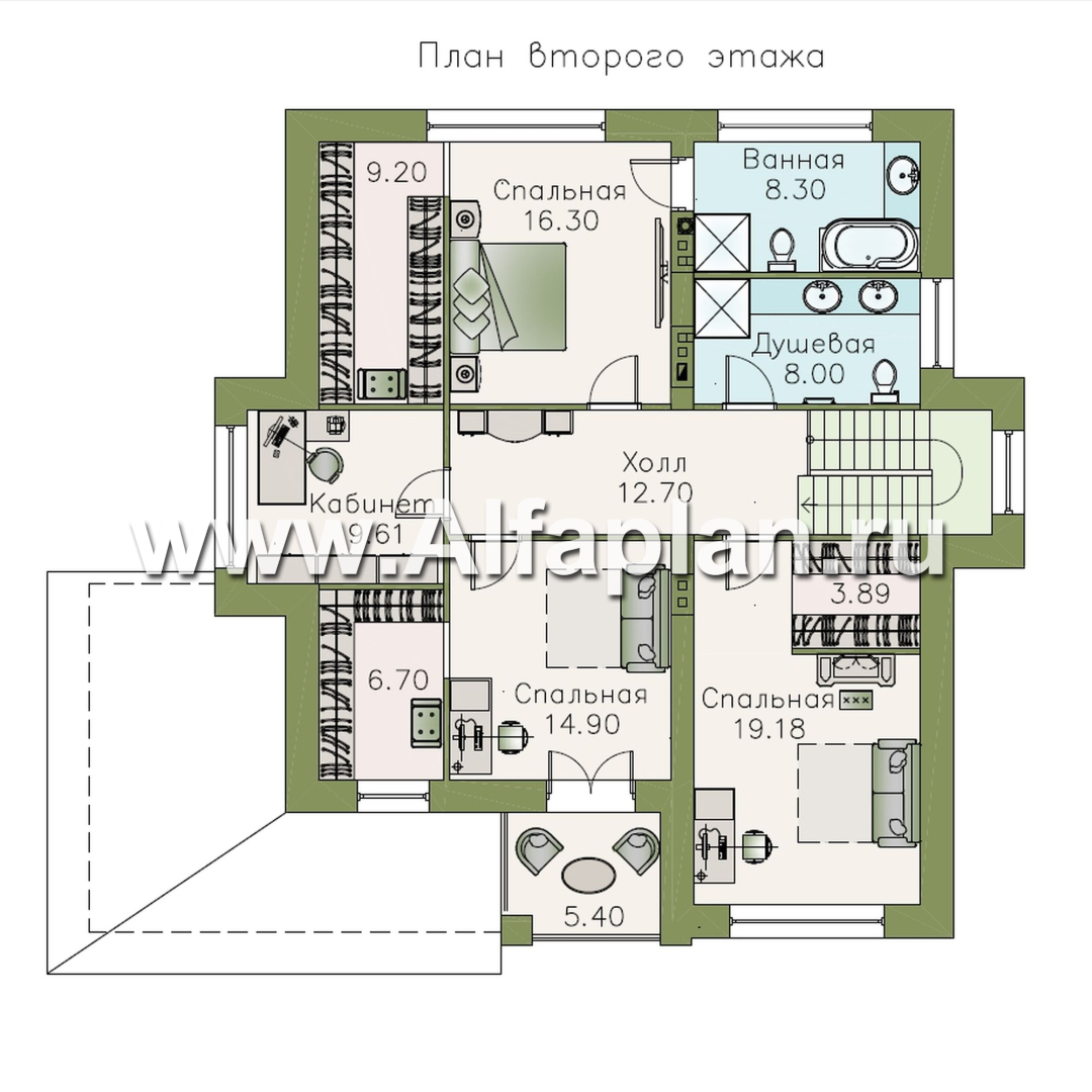 Проекты домов Альфаплан - «Республика» - современный двухэтажный комфортабельный дом - изображение плана проекта №2